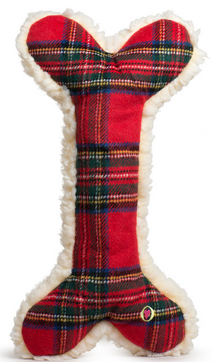 HuggleHounds HuggleFleeceTartan Tidings Bone 12"