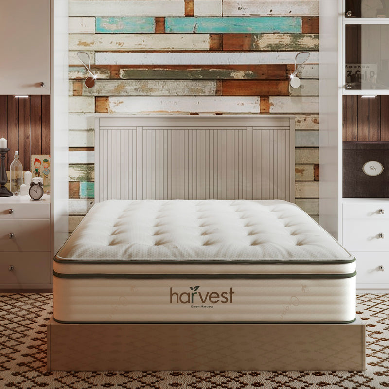 Harvest Green Pillow Top Mattress in Bedroom