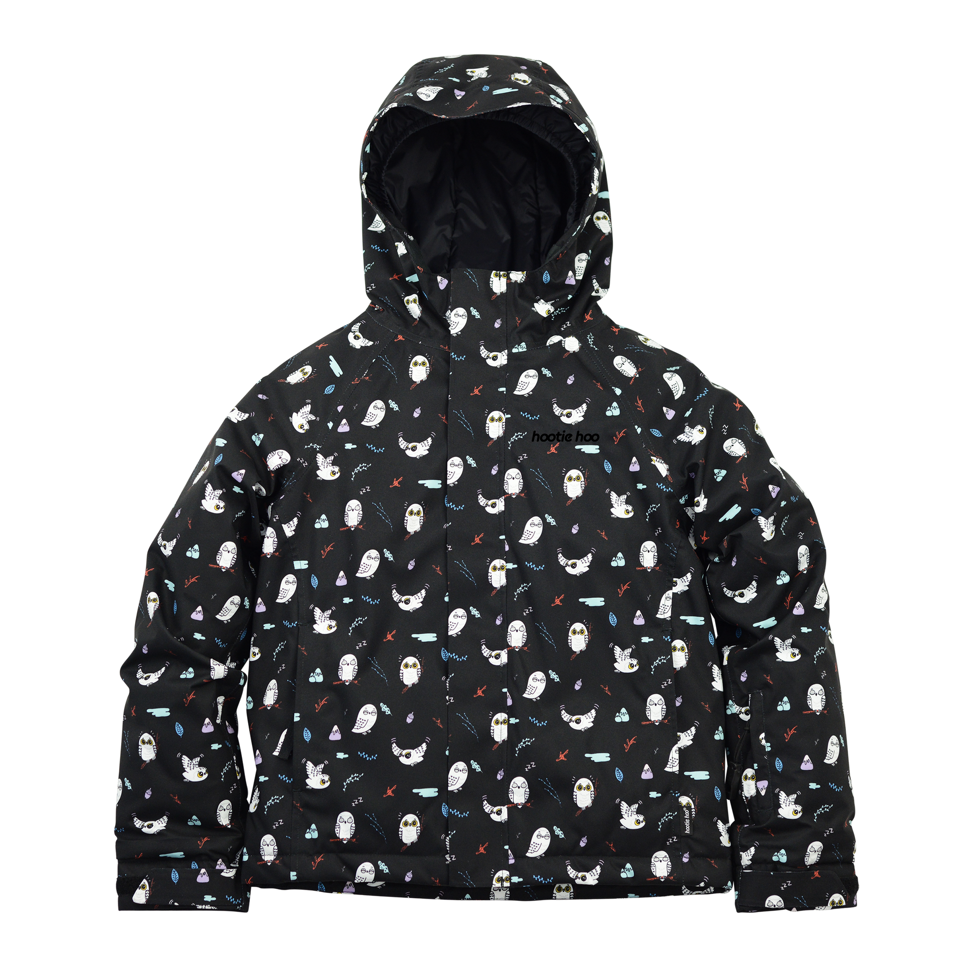 Kids Hayden Insulated Jacket - Black Snowy Owl by Hootie Hoo