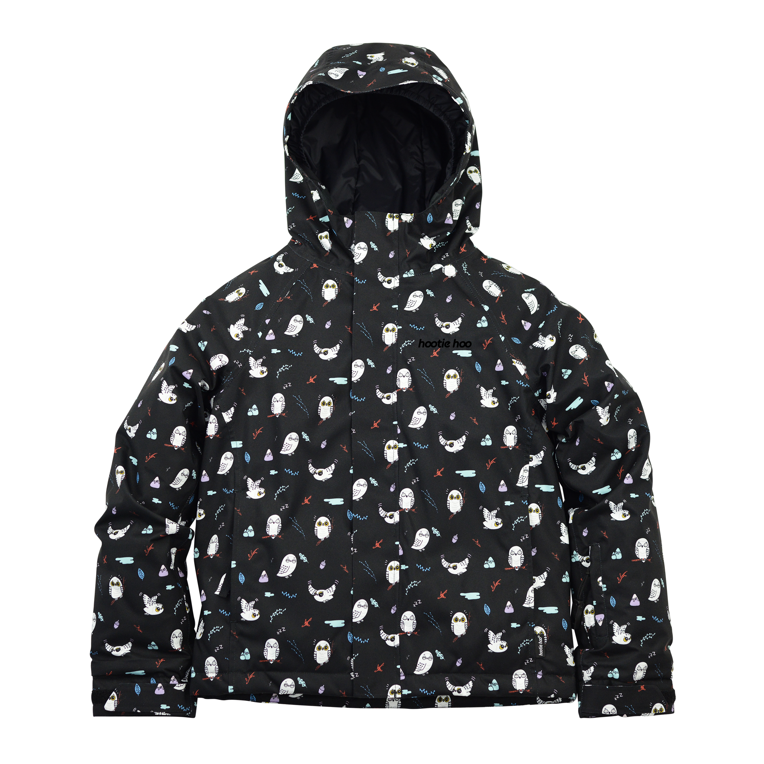 Kids Hayden Insulated Jacket - Black Snowy Owl by Hootie Hoo