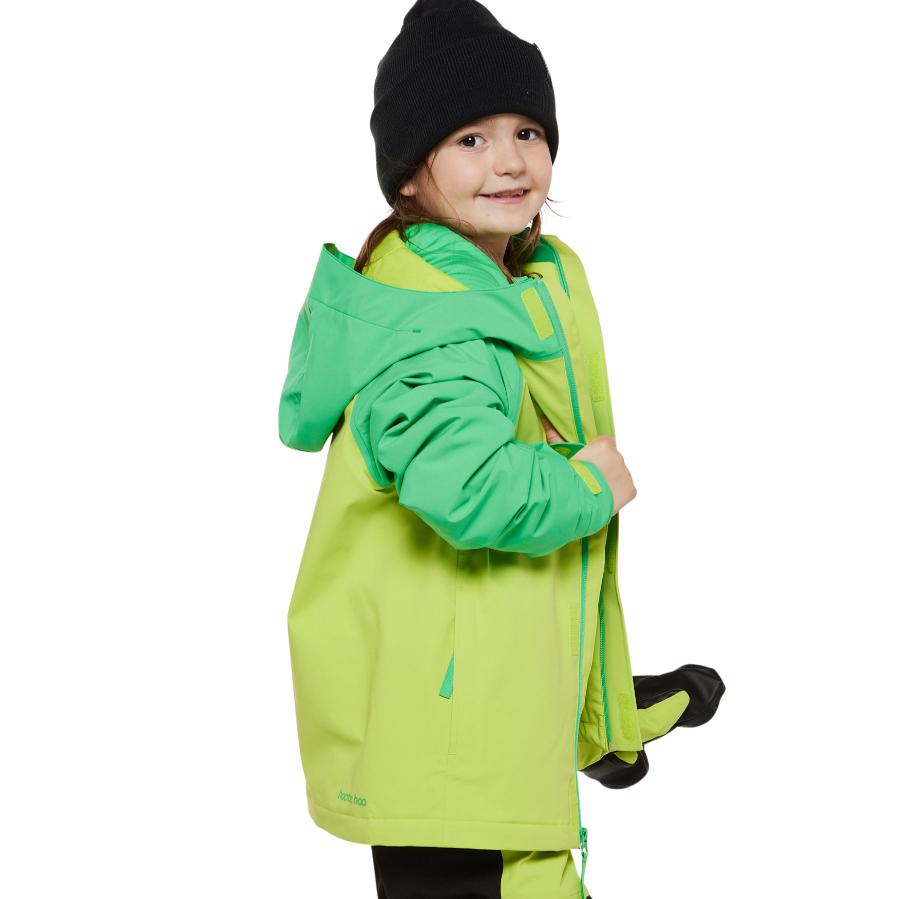 Kids Hayden Insulated Jacket - Toucan Green/Lime Punch by Hootie Hoo