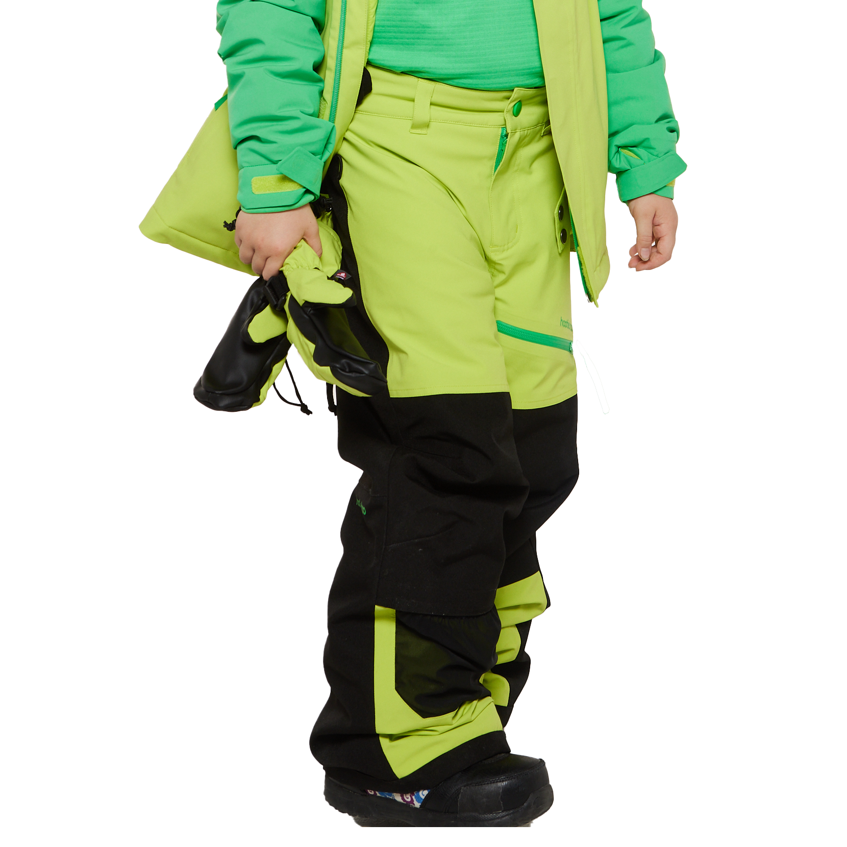 Kids Hayden Insulated Snow Pants - Lime Punch/Raven Black by Hootie Hoo