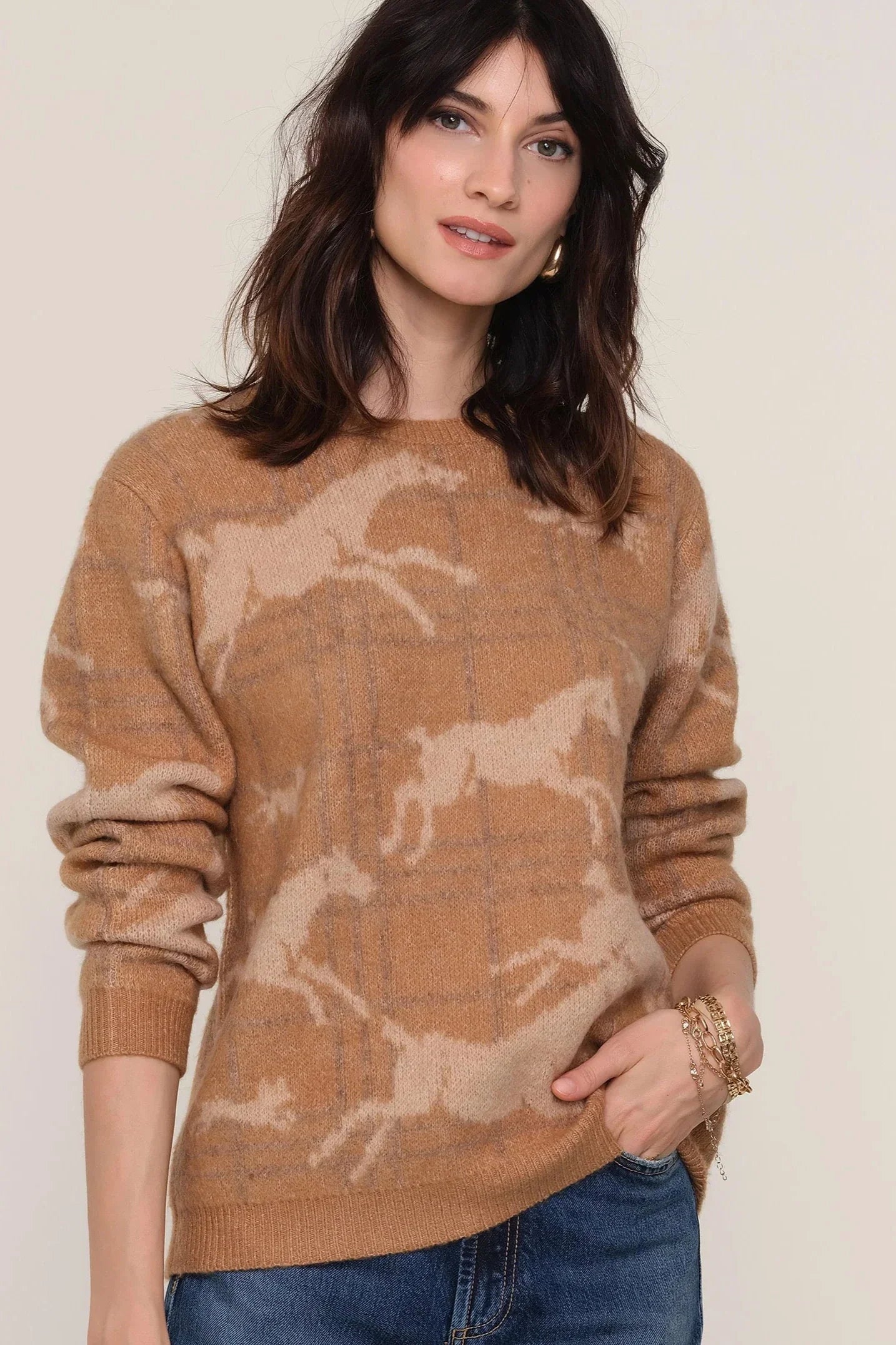 Heartloom Cerise Sweater in Taupe by Dear Lucy