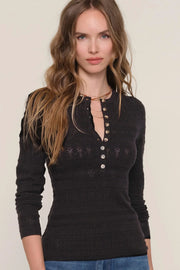 Heartloom Daisy Knit Top Black Pointelle by Dear Lucy
