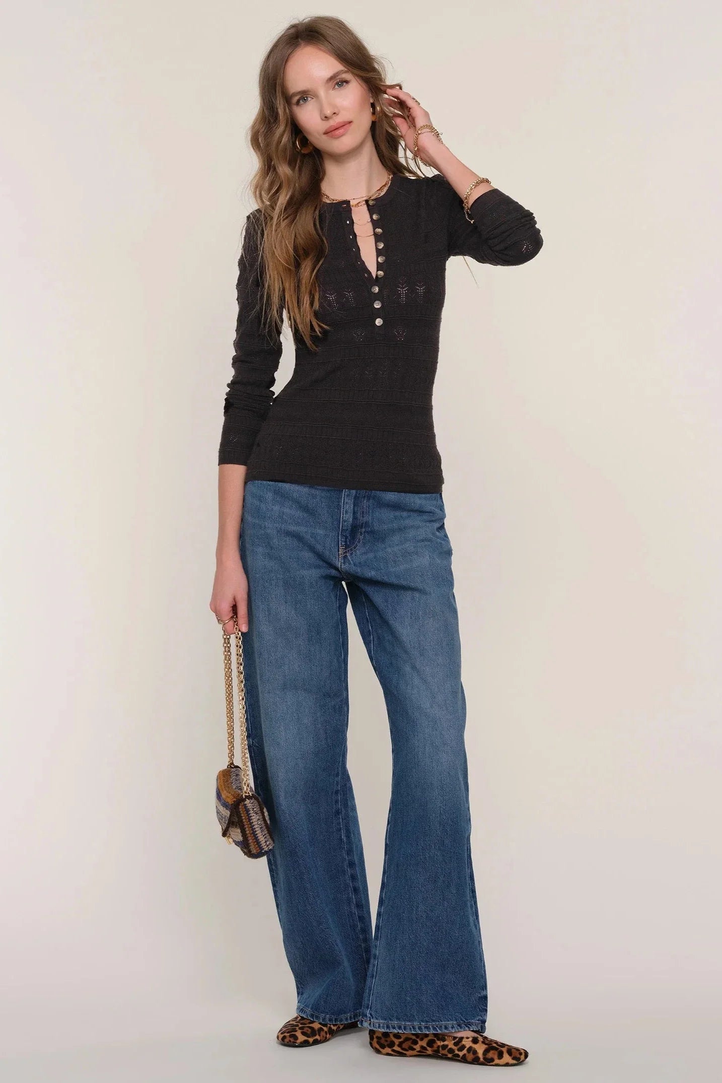 Heartloom Daisy Knit Top Black Pointelle by Dear Lucy