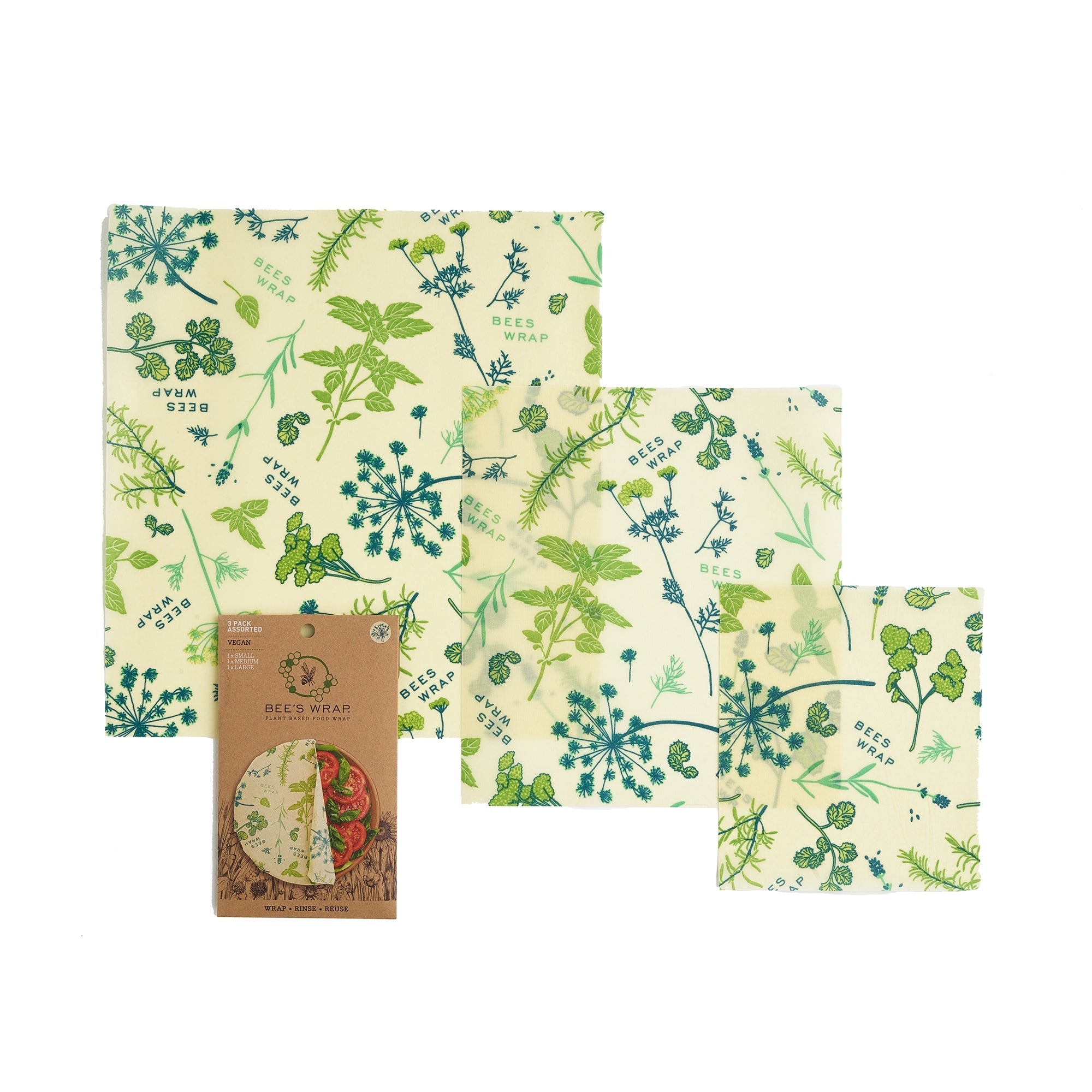 Sustainable Food Wrap - Vegan - Assorted 3 pack - Herb Garden - Bee's Wrap