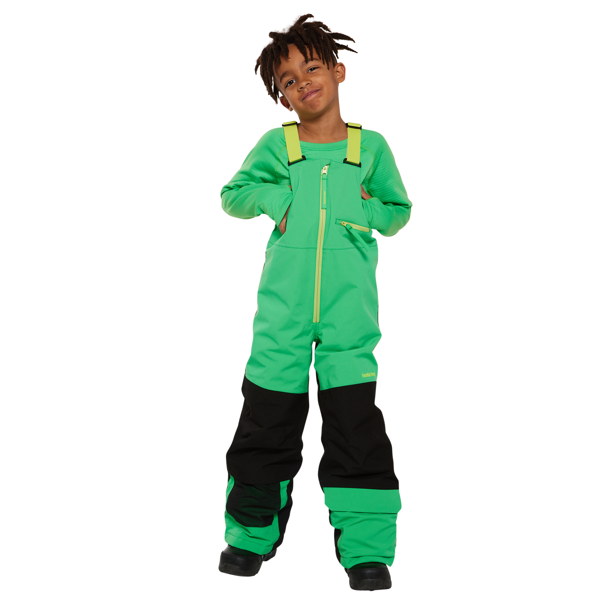 Kids Pinnakle Insulated Bib Snow Pants - Toucan Green/Raven Black by Hootie Hoo