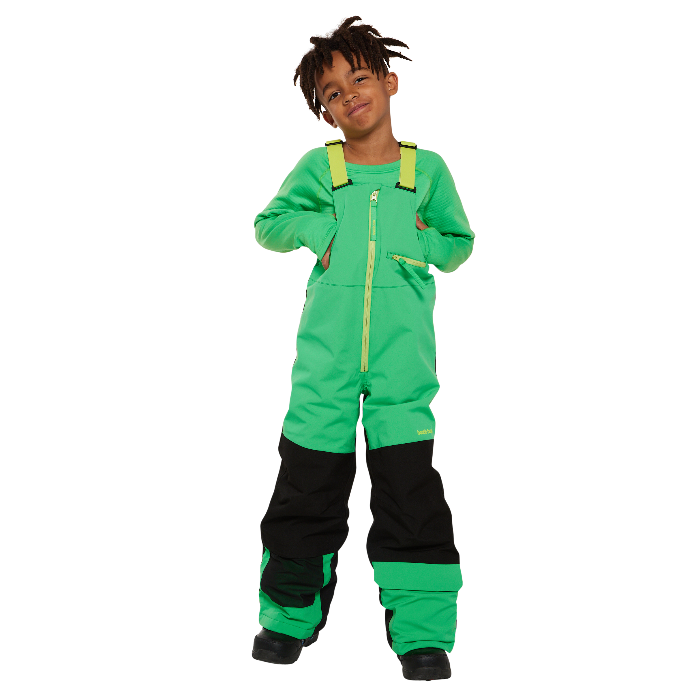 Kids Pinnakle Insulated Bib Snow Pants - Toucan Green/Raven Black by Hootie Hoo