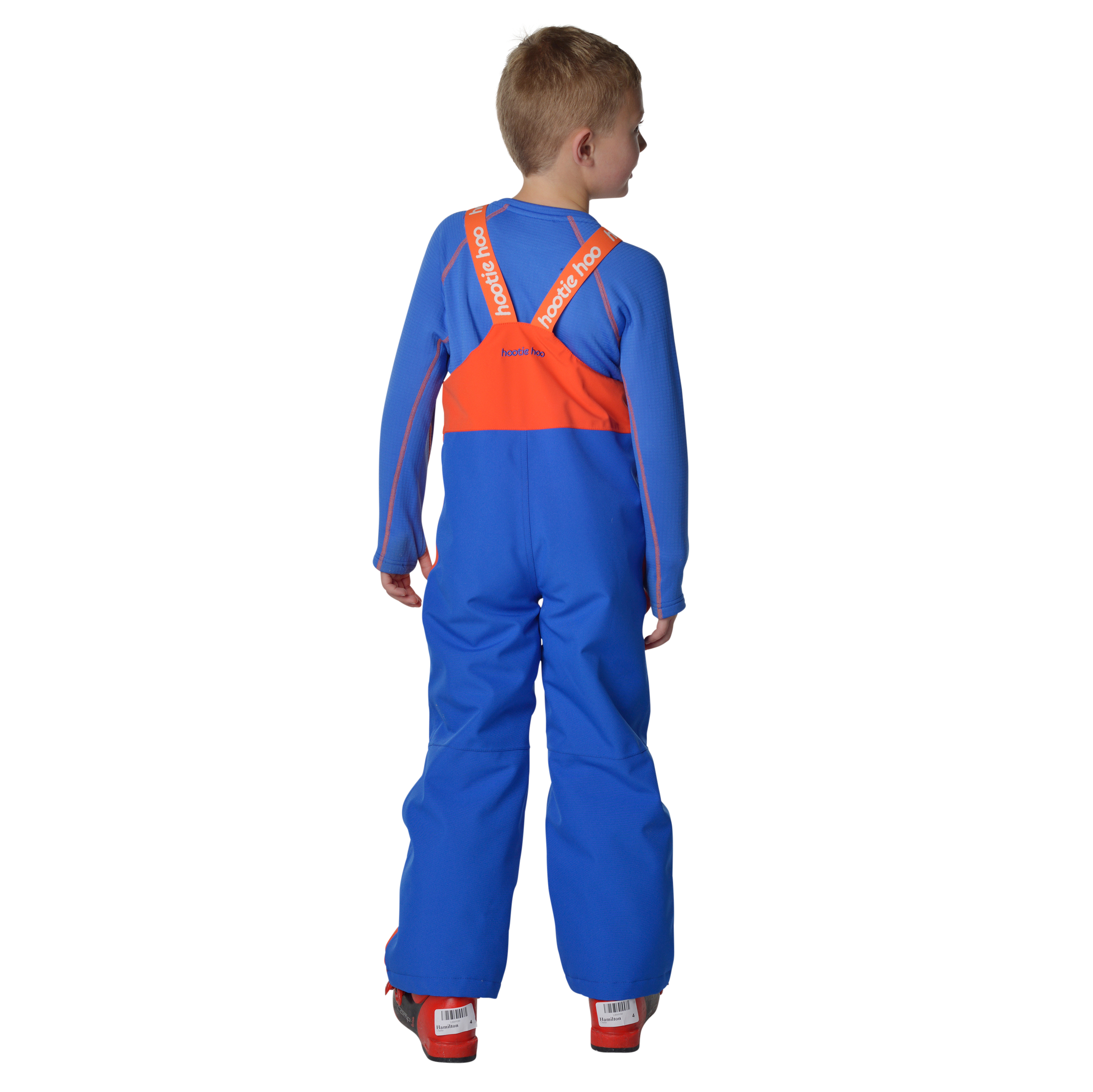 Kids Pinnakle Insulated Bib Snow Pants - Flame/Vivid Blue by Hootie Hoo