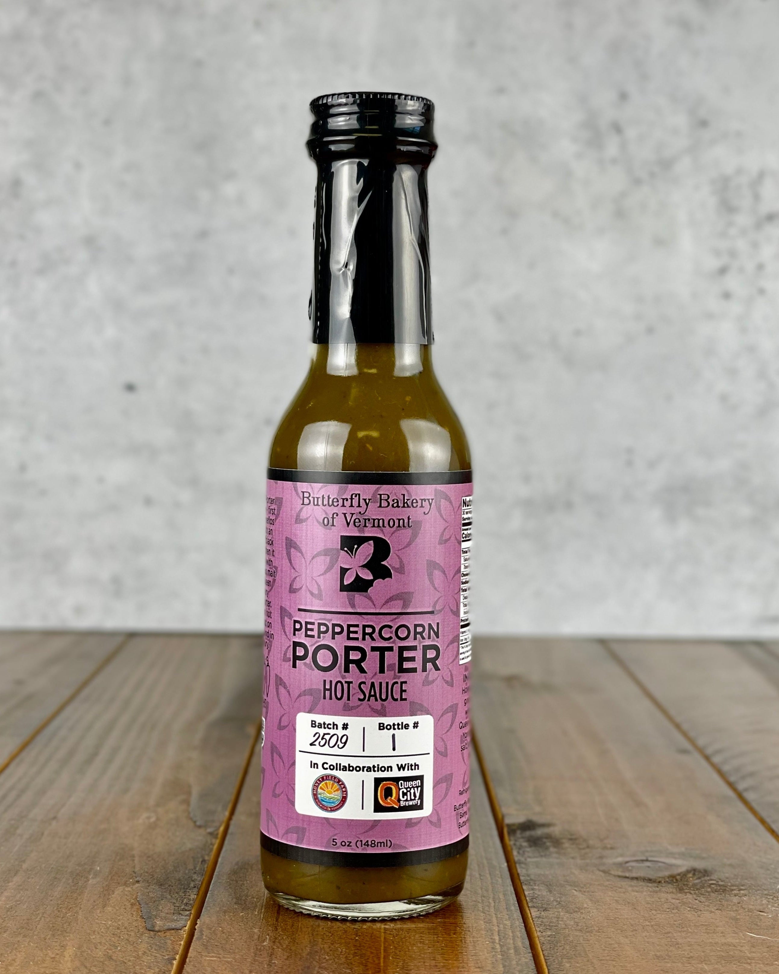 Peppercorn Porter Hot Sauce by Butterfly Bakery of Vermont