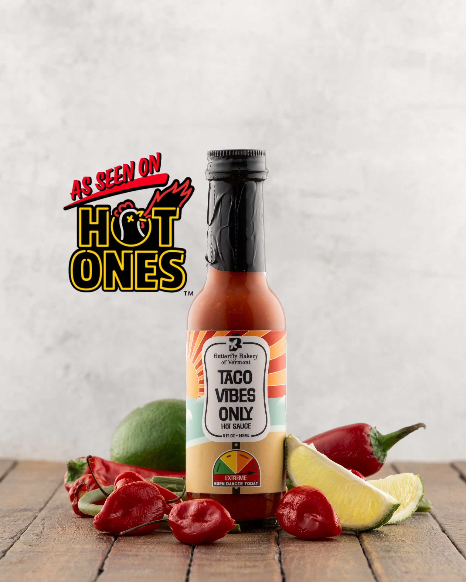 Taco Vibes Only Hot Sauce by Butterfly Bakery of Vermont