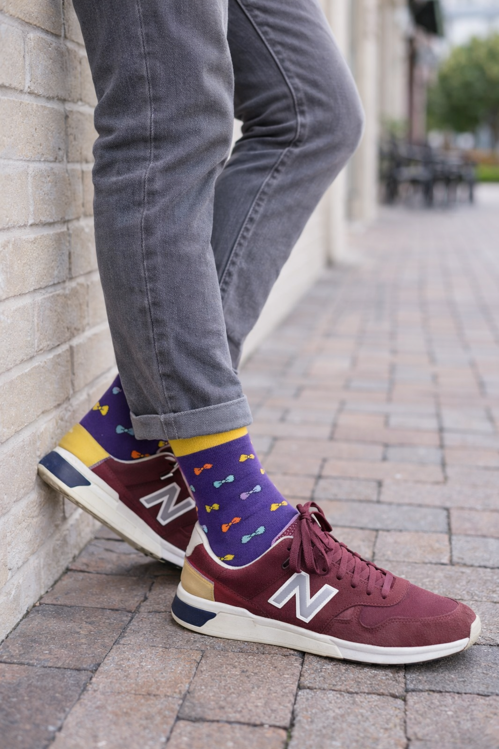 Bow Ties Purple Men's Socks