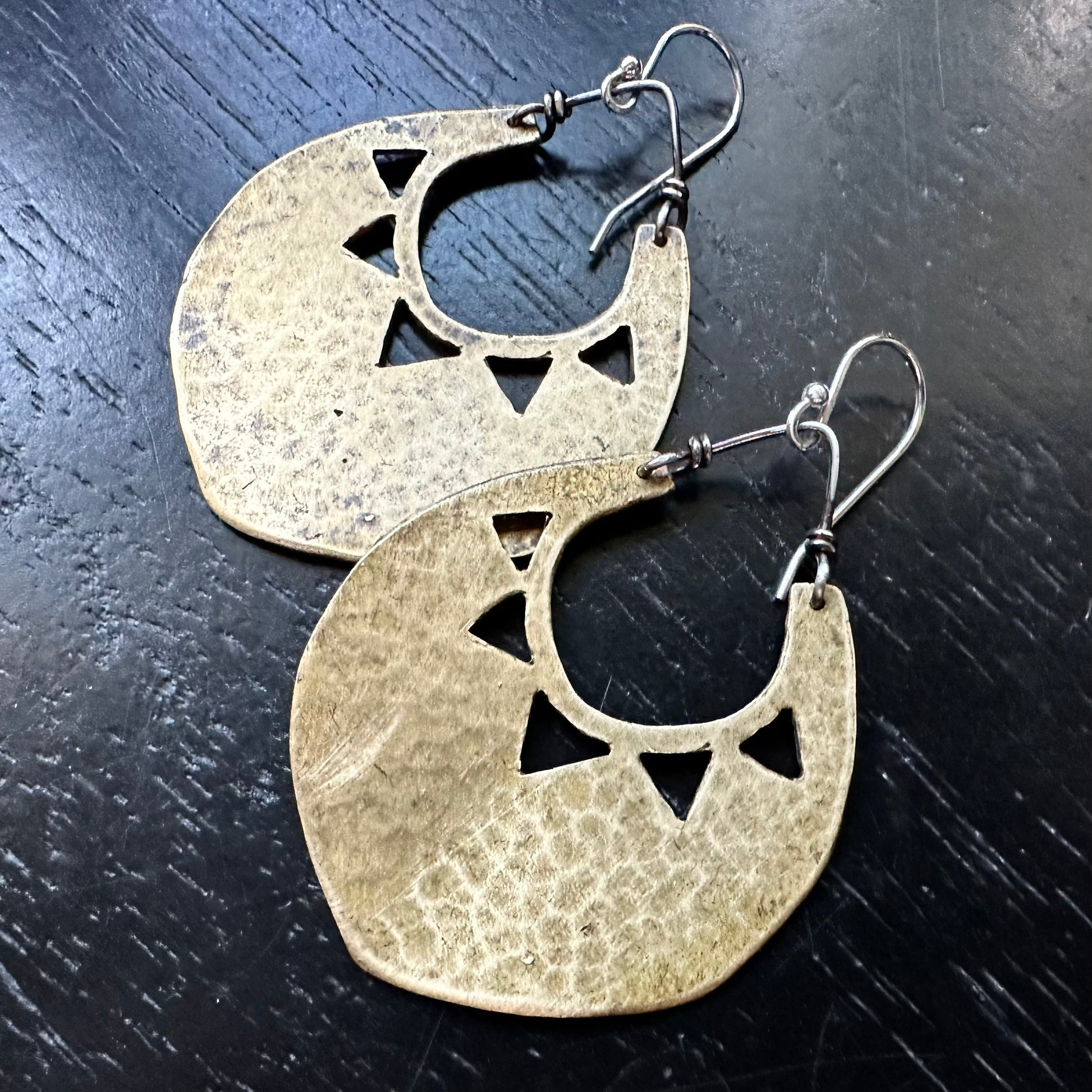 Brass Sun Shield Earrings by jenkahnjewelry