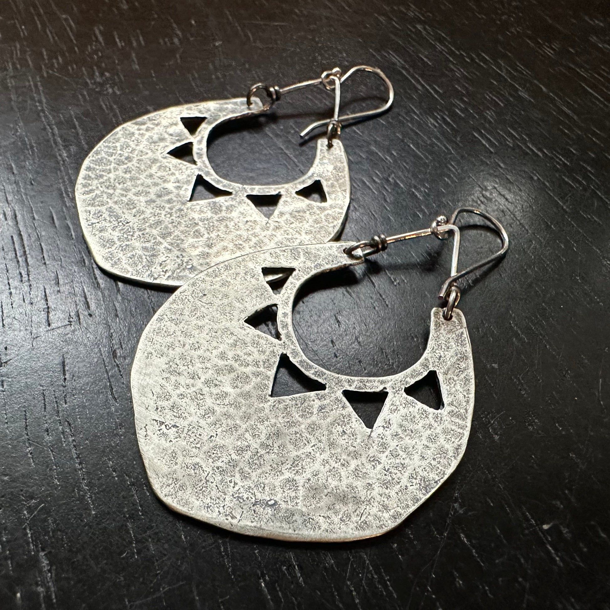 Silver Sun Shield Earrings by jenkahnjewelry