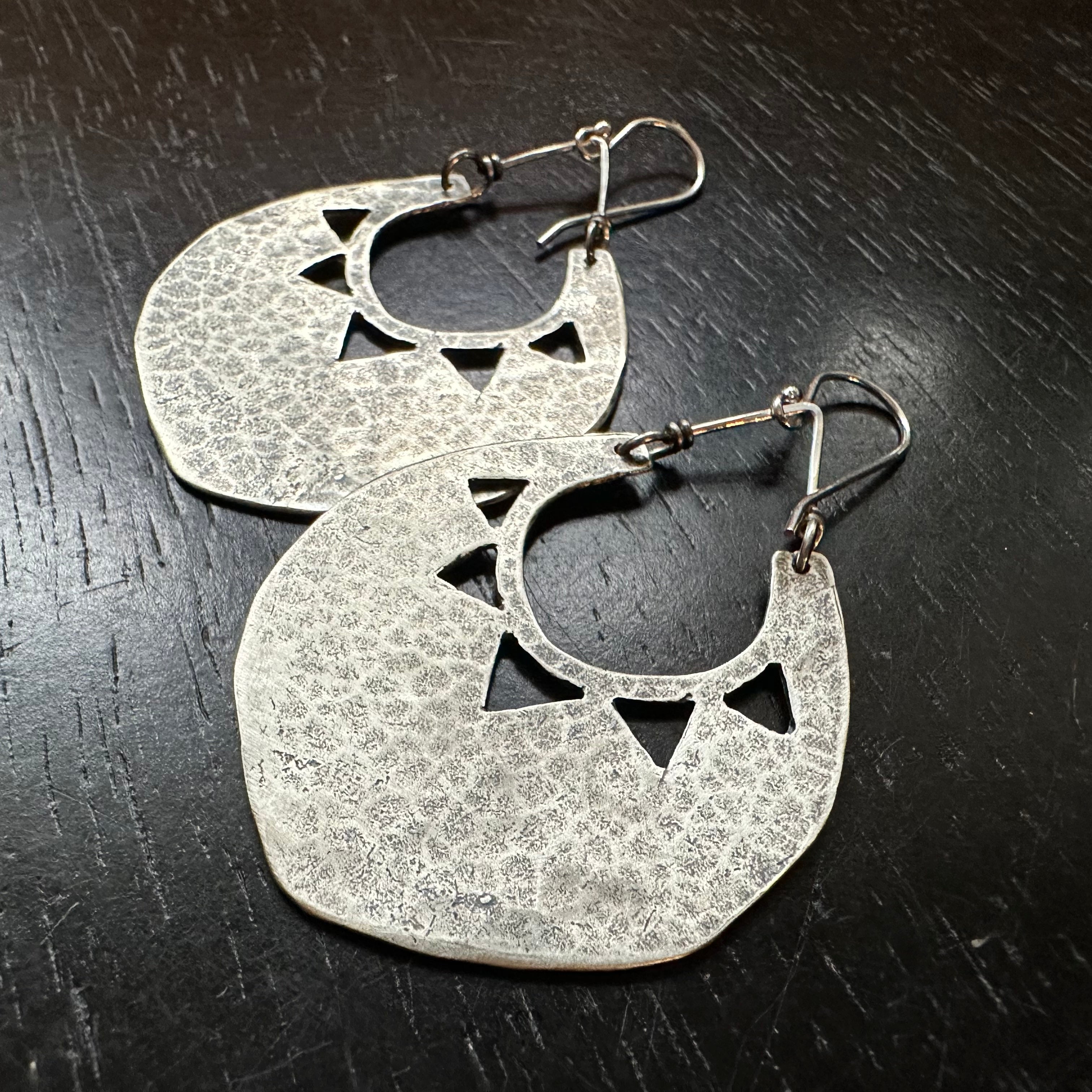 Silver Sun Shield Earrings by jenkahnjewelry