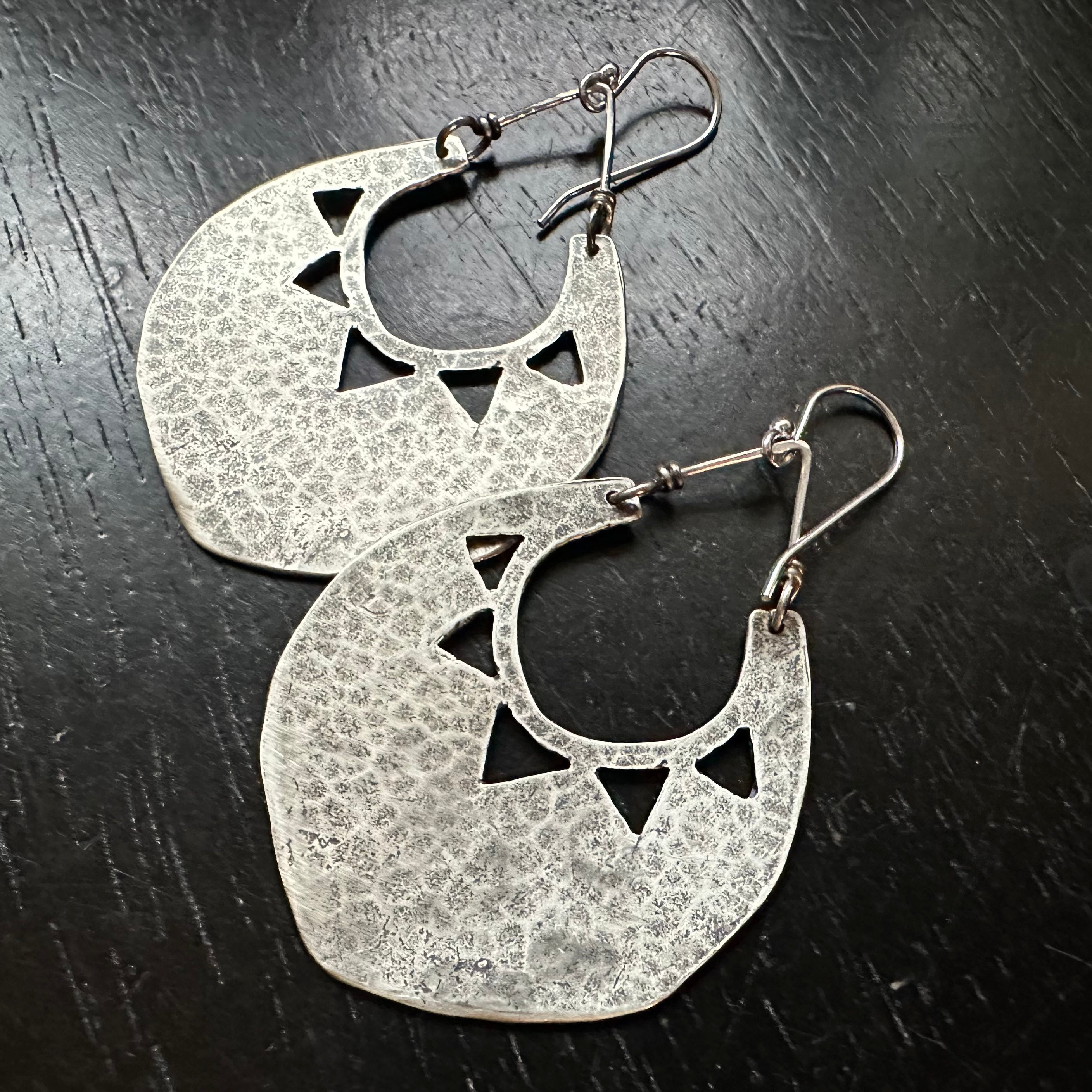 Silver Sun Shield Earrings by jenkahnjewelry