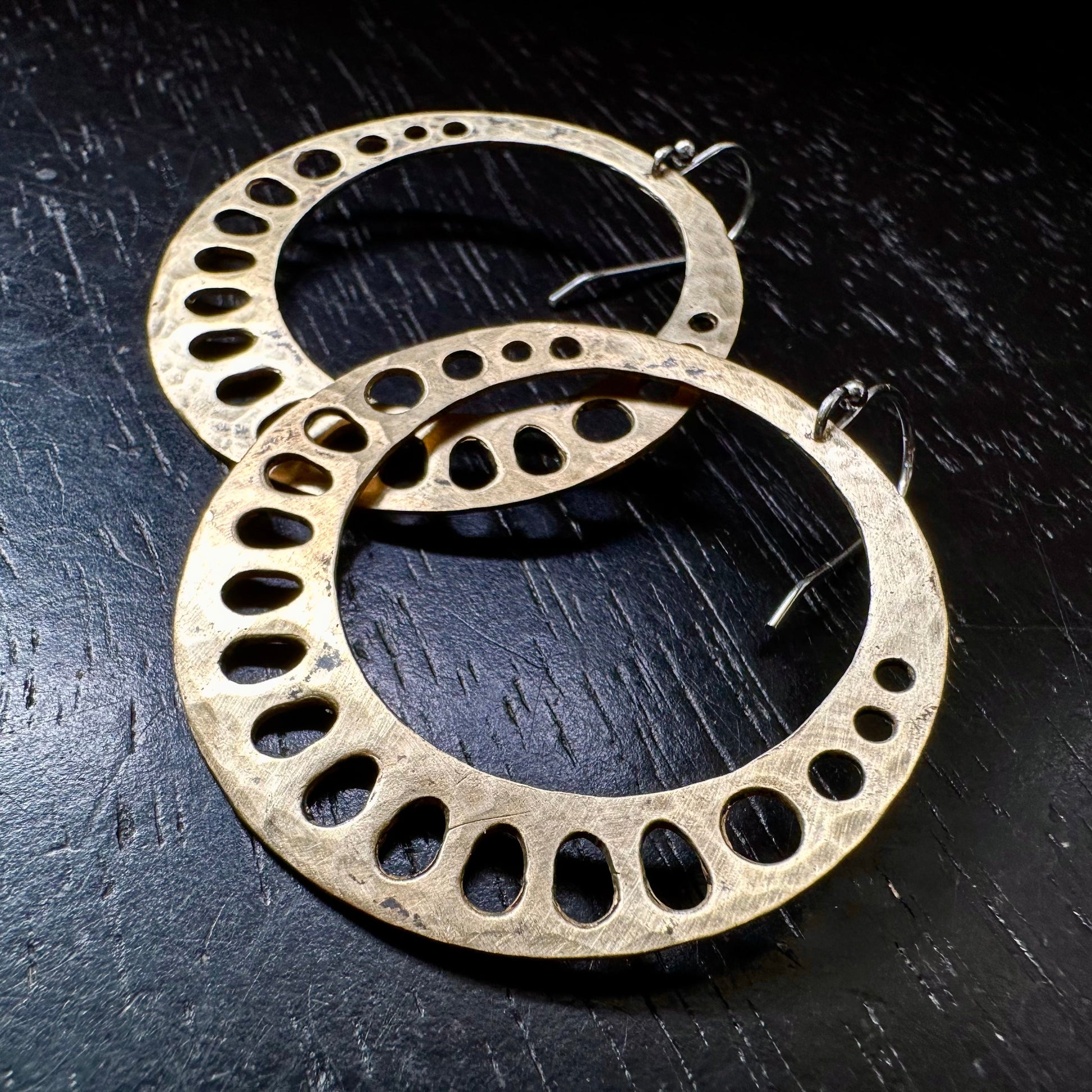 Brass Lotus Root Earrings by jenkahnjewelry