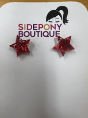 Red Star Chunky Glitter Earrings by SidePony Boutique