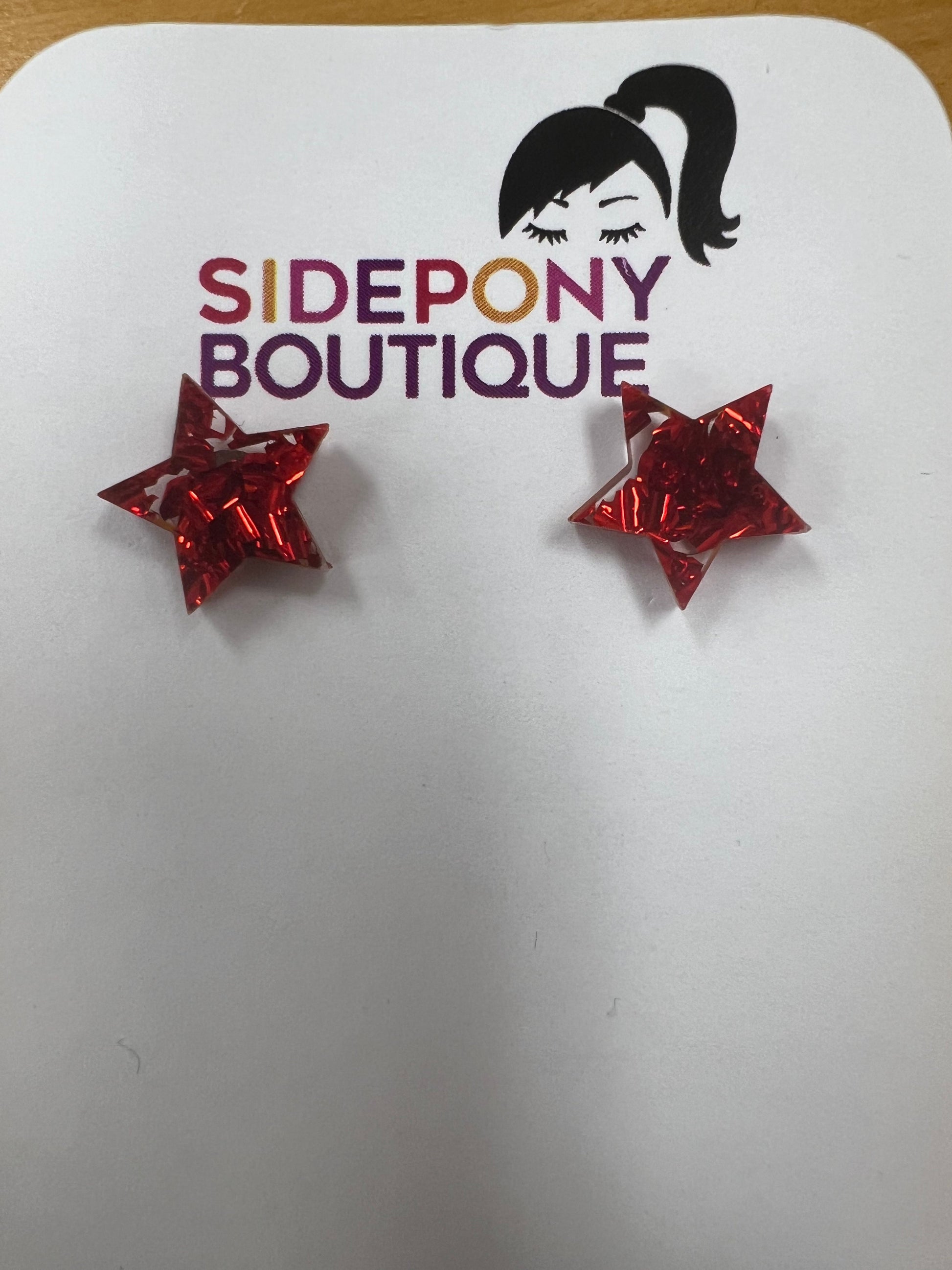 Red Star Chunky Glitter Earrings by SidePony Boutique