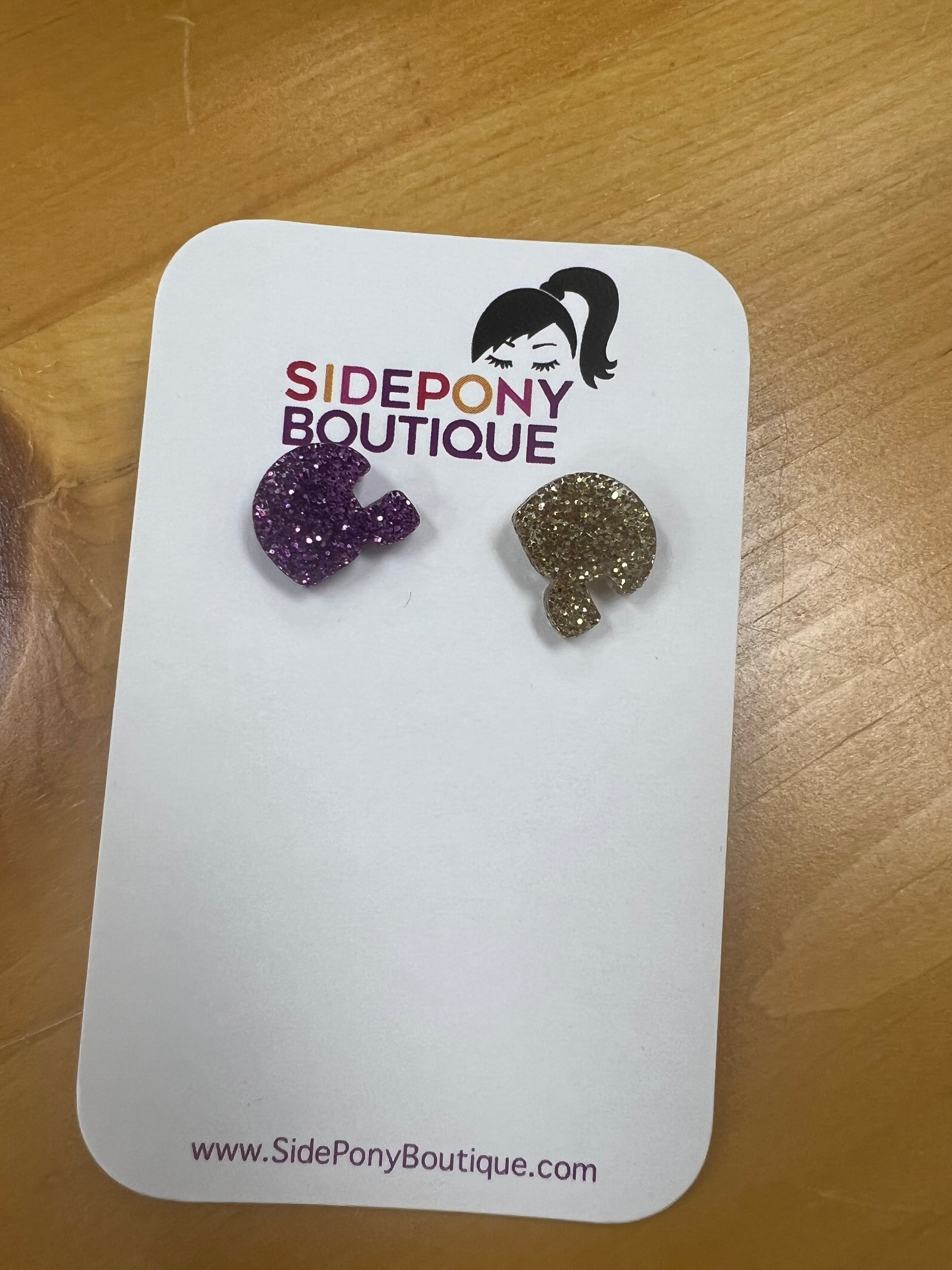 Gold and Purple Football Helmet Earrings by SidePony Boutique