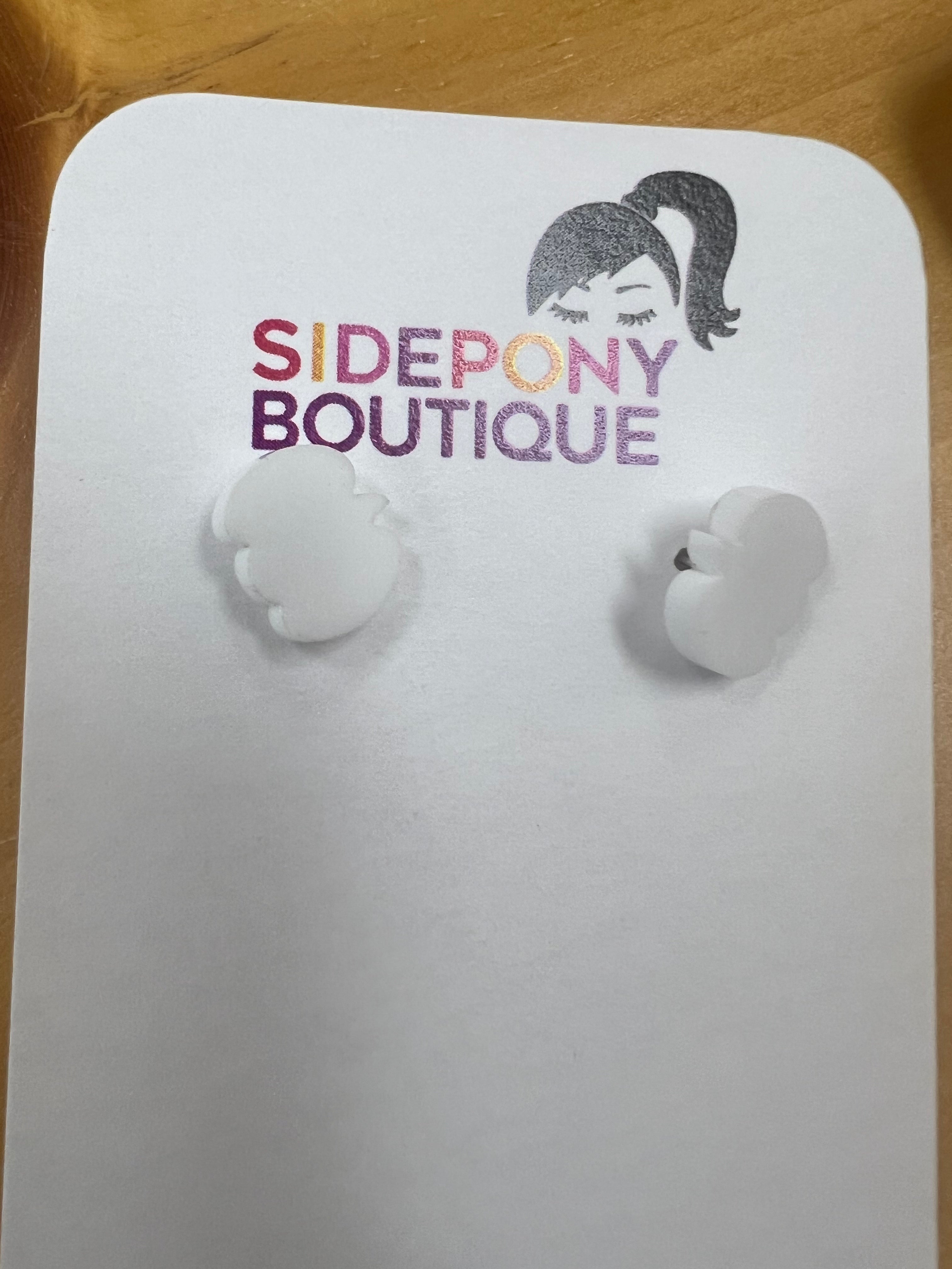 Acrylic White Pumpkin Earrings by SidePony Boutique