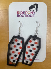 Black & Orange Coffin Dangle Earrings by SidePony Boutique