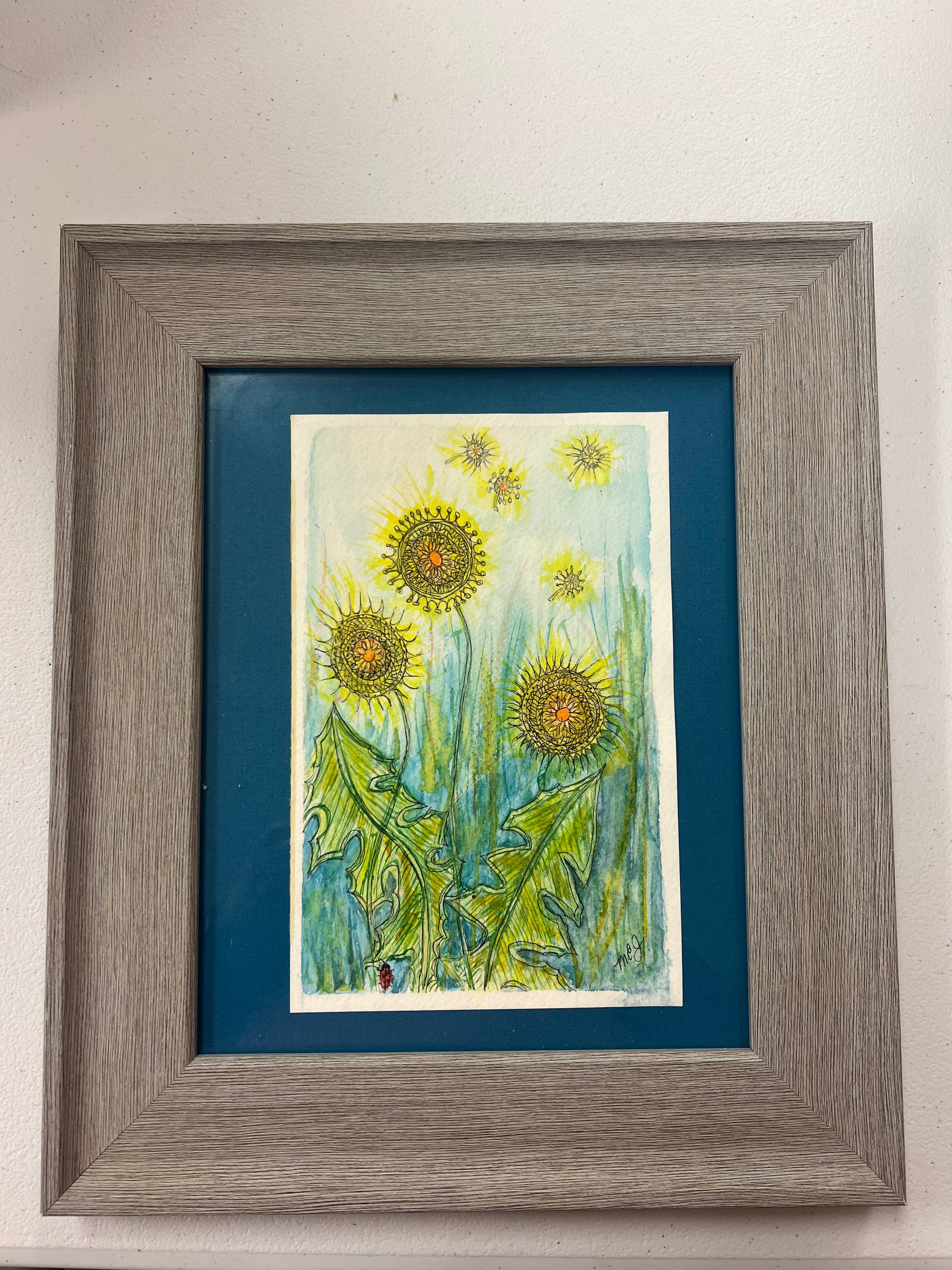 Dandelions Framed Original Watercolor by SidePony Boutique