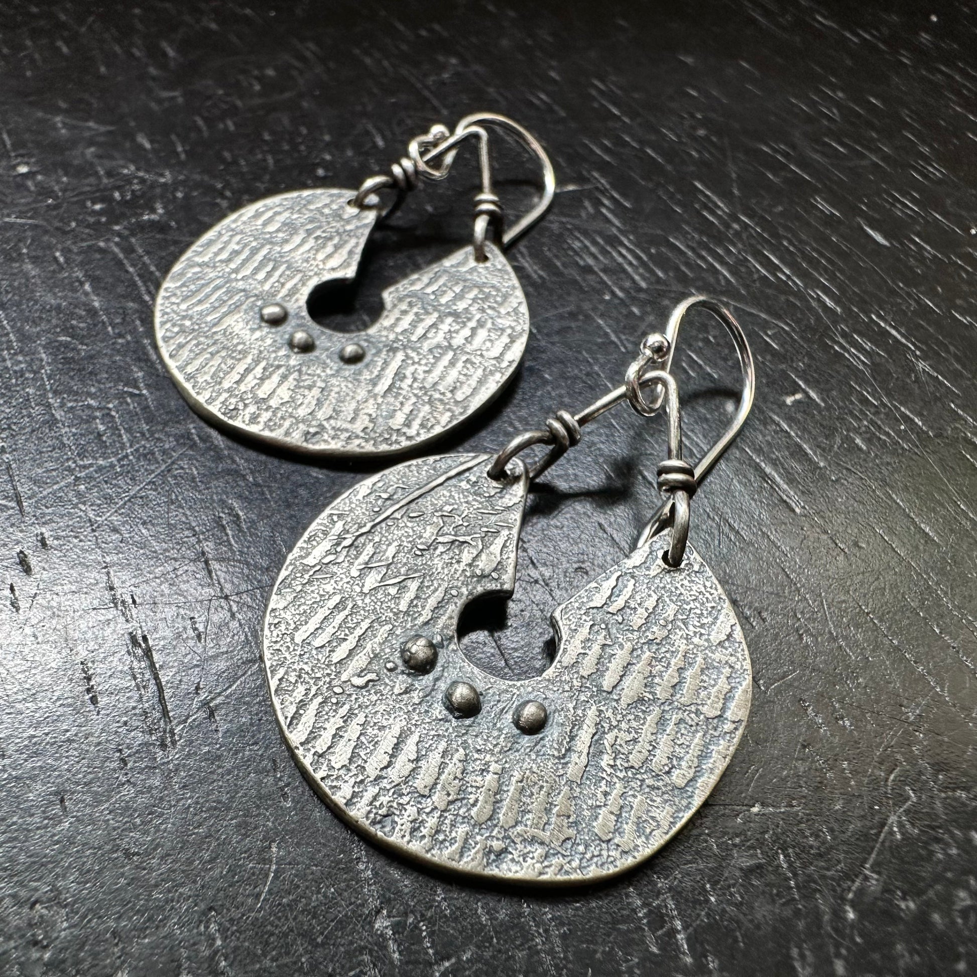 ORIJEN'S: Textured Keyhole Disc Earrings IN BRASS OR STERLING SILVER! by jenkahnjewelry