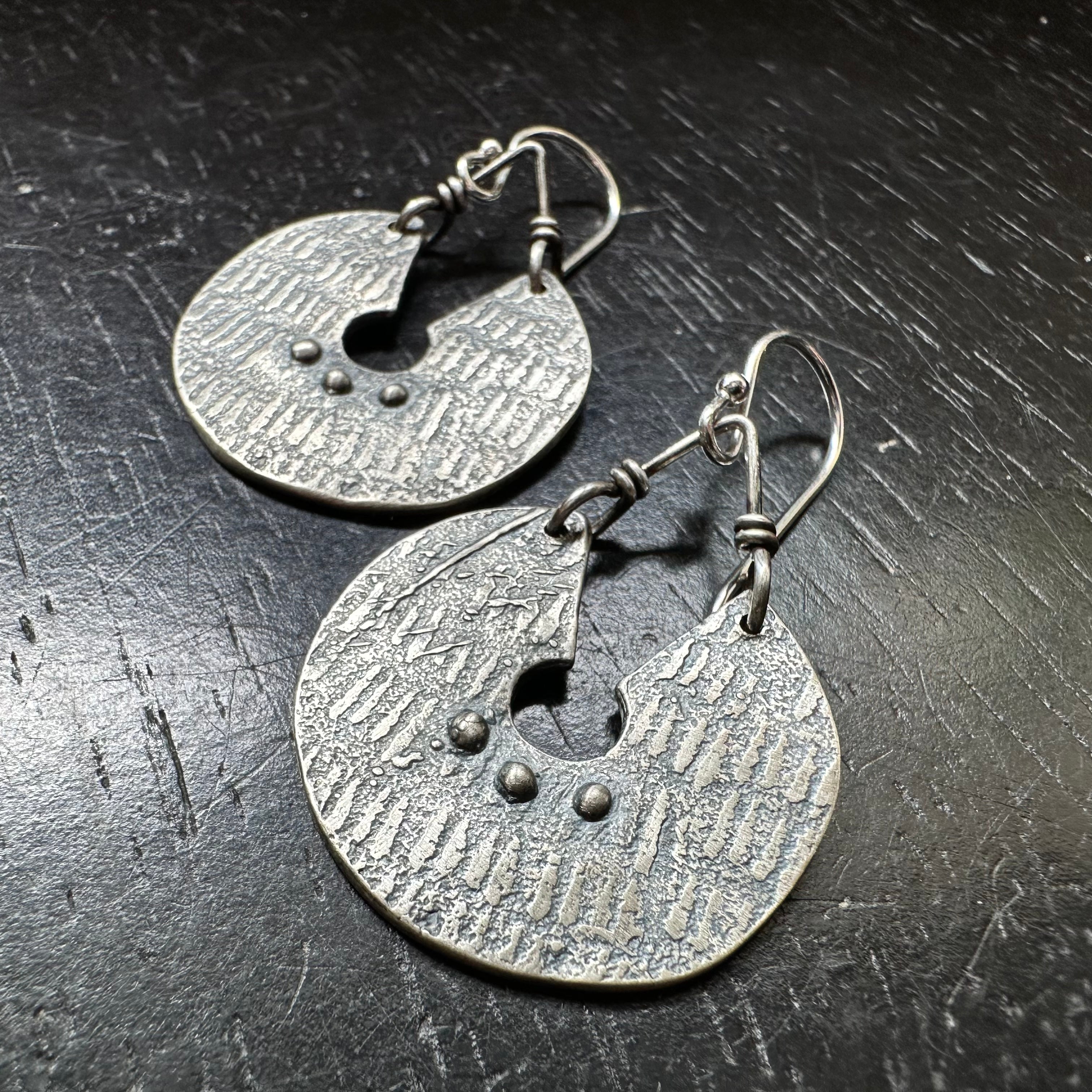 ORIJEN'S: Textured Keyhole Disc Earrings IN BRASS OR STERLING SILVER! by jenkahnjewelry