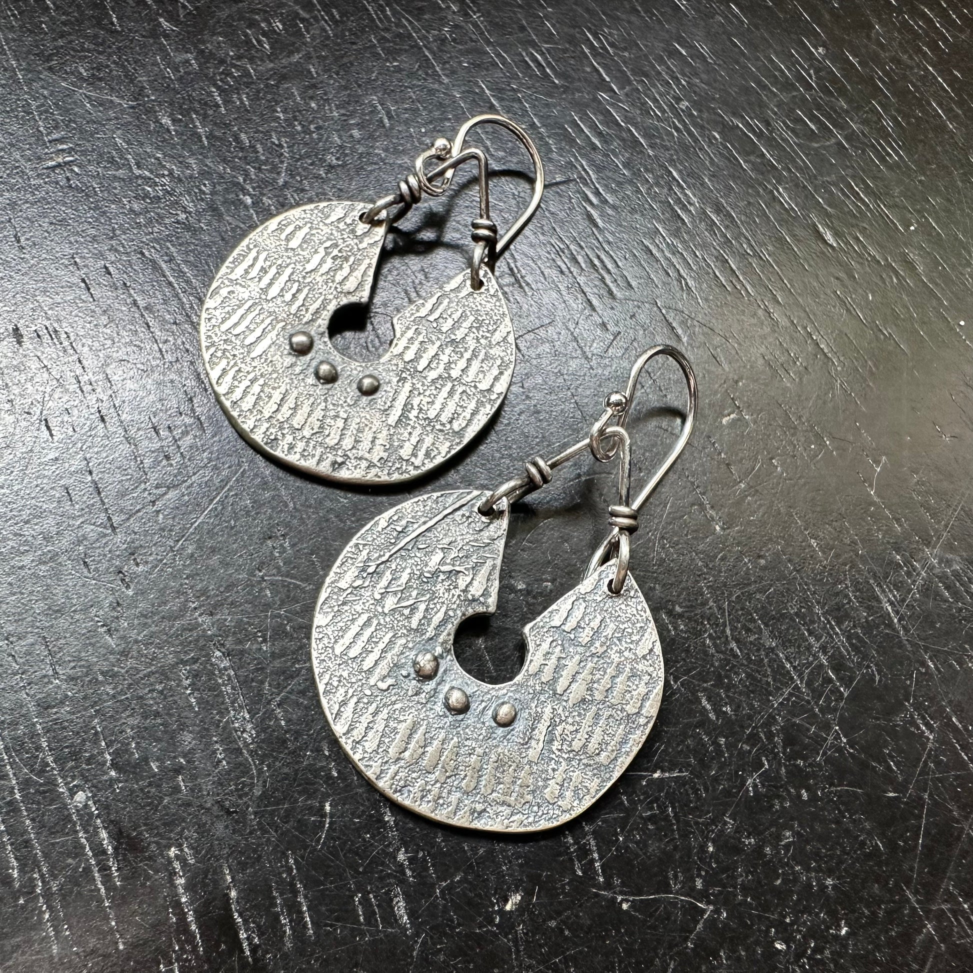 ORIJEN'S: Textured Keyhole Disc Earrings IN BRASS OR STERLING SILVER! by jenkahnjewelry