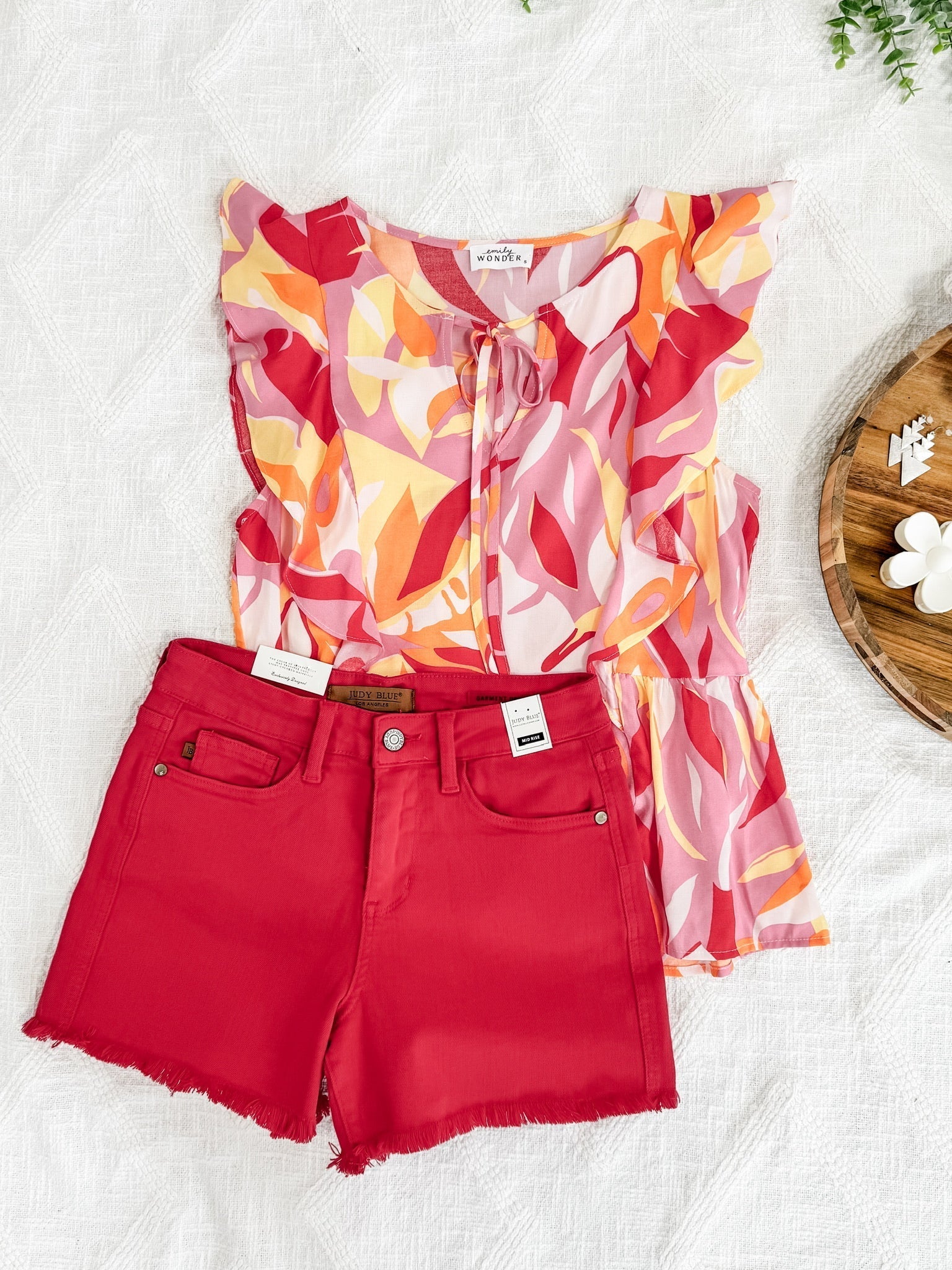 Mid Rise Frayed Hem Shorts By Judy Blue Jeans In Hot Tamale by SidePony Boutique