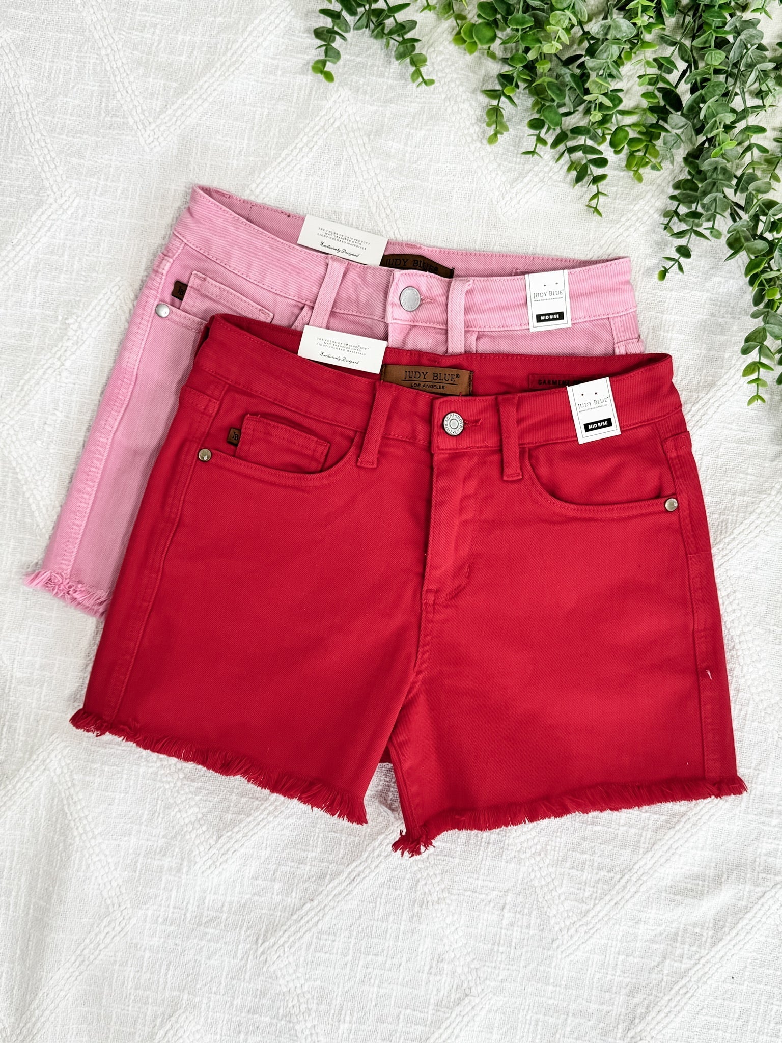 Mid Rise Frayed Hem Shorts By Judy Blue Jeans In Hot Tamale by SidePony Boutique