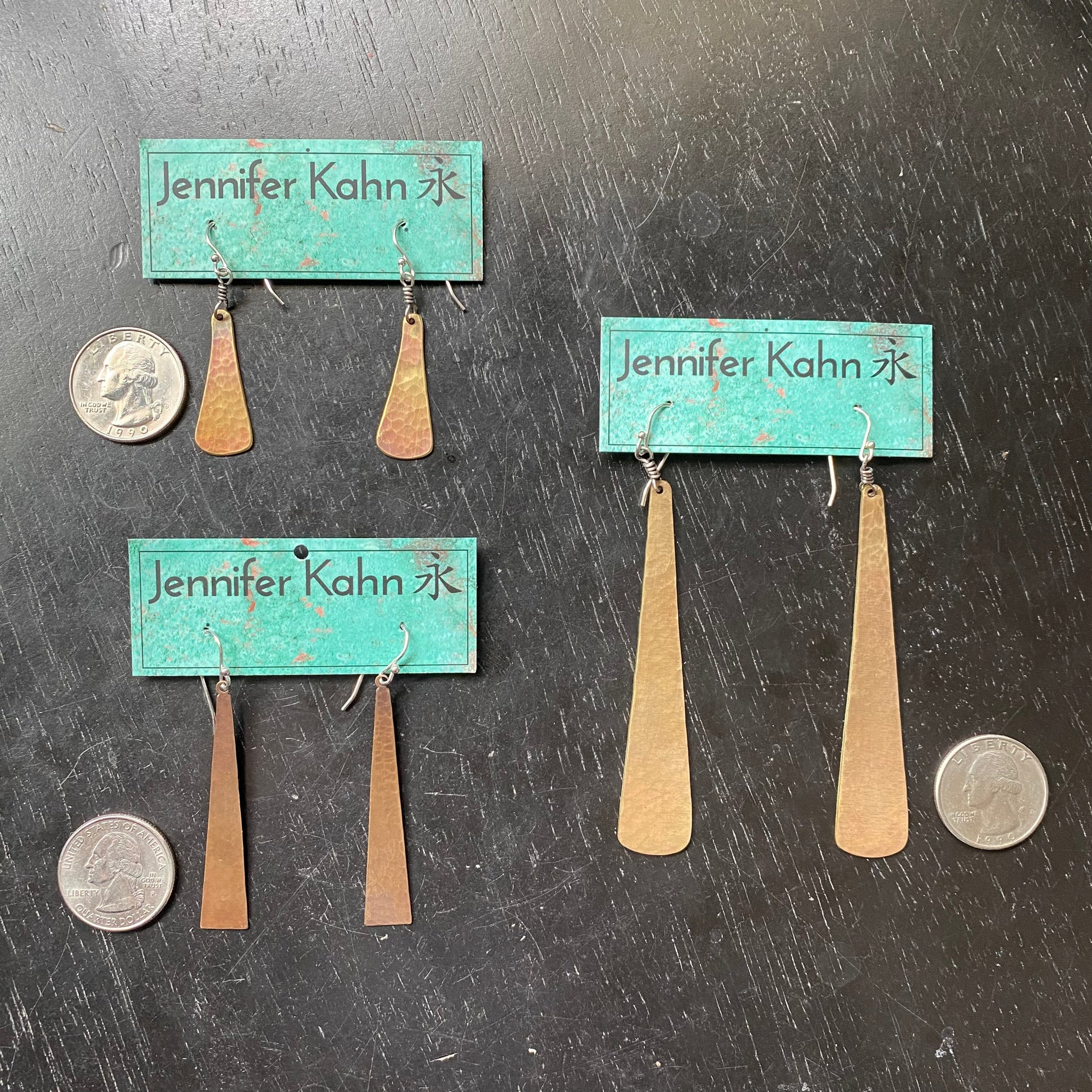 Brass Taper Earrings by jenkahnjewelry