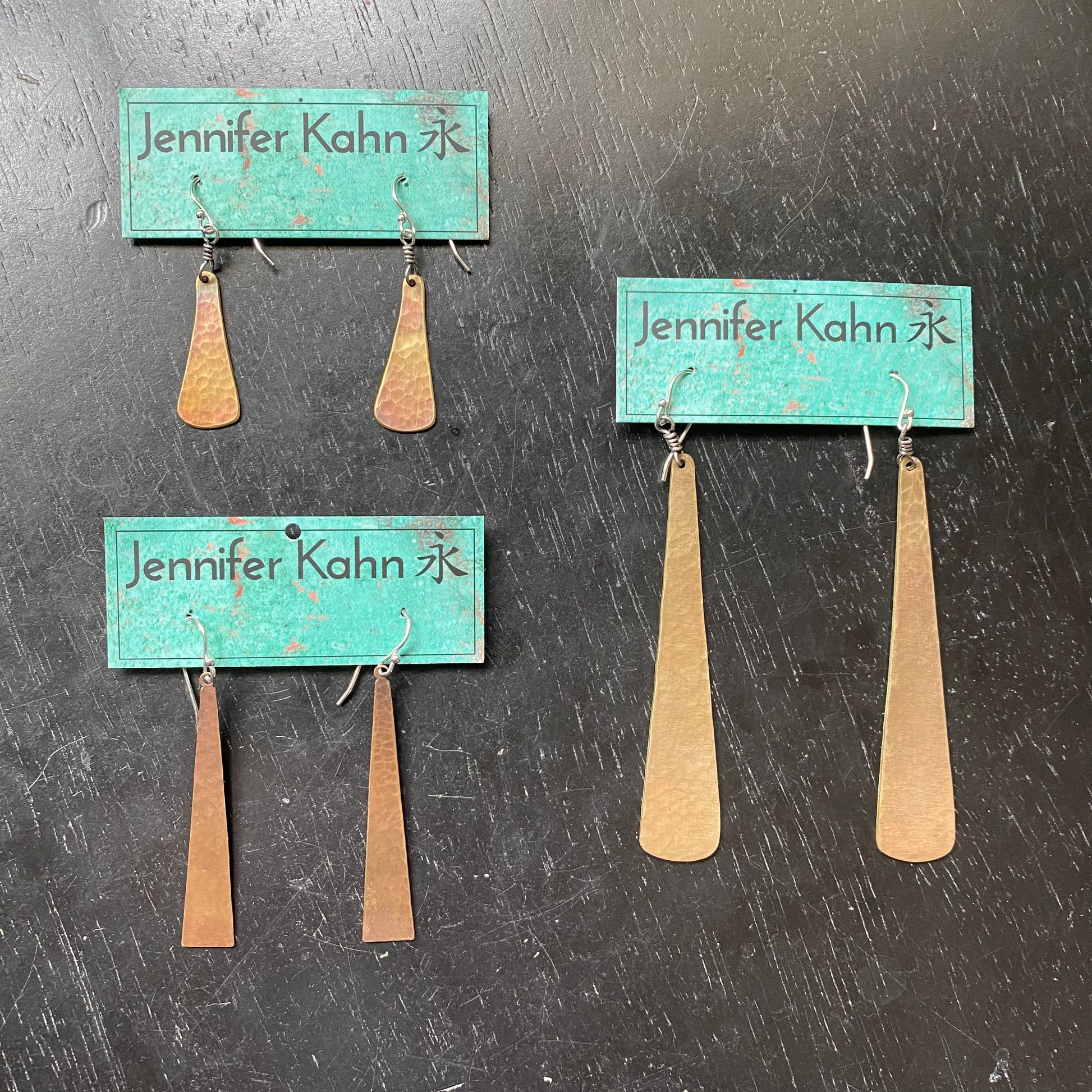 Brass Taper Earrings by jenkahnjewelry