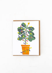 Fiddle Leaf Fig with Christmas Lights Card