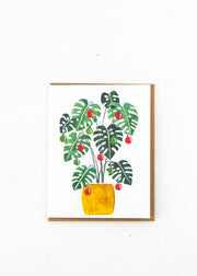 Monstera with Christmas Ornaments Card