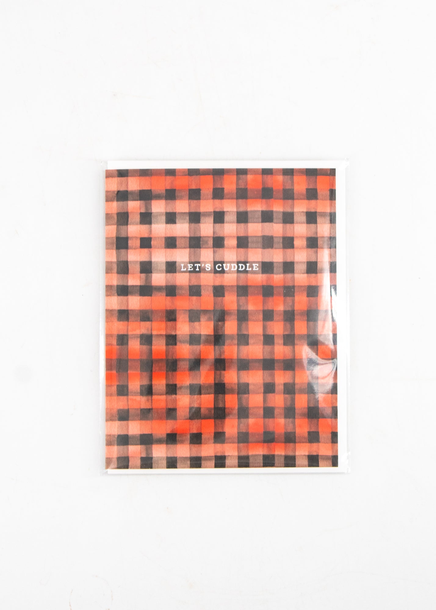 "Let's Cuddle" Red Plaid Card by Wild Lark