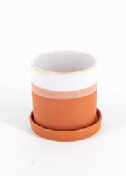 Terra Cotta Stripe Pot with Saucer (4 Sizes Available)