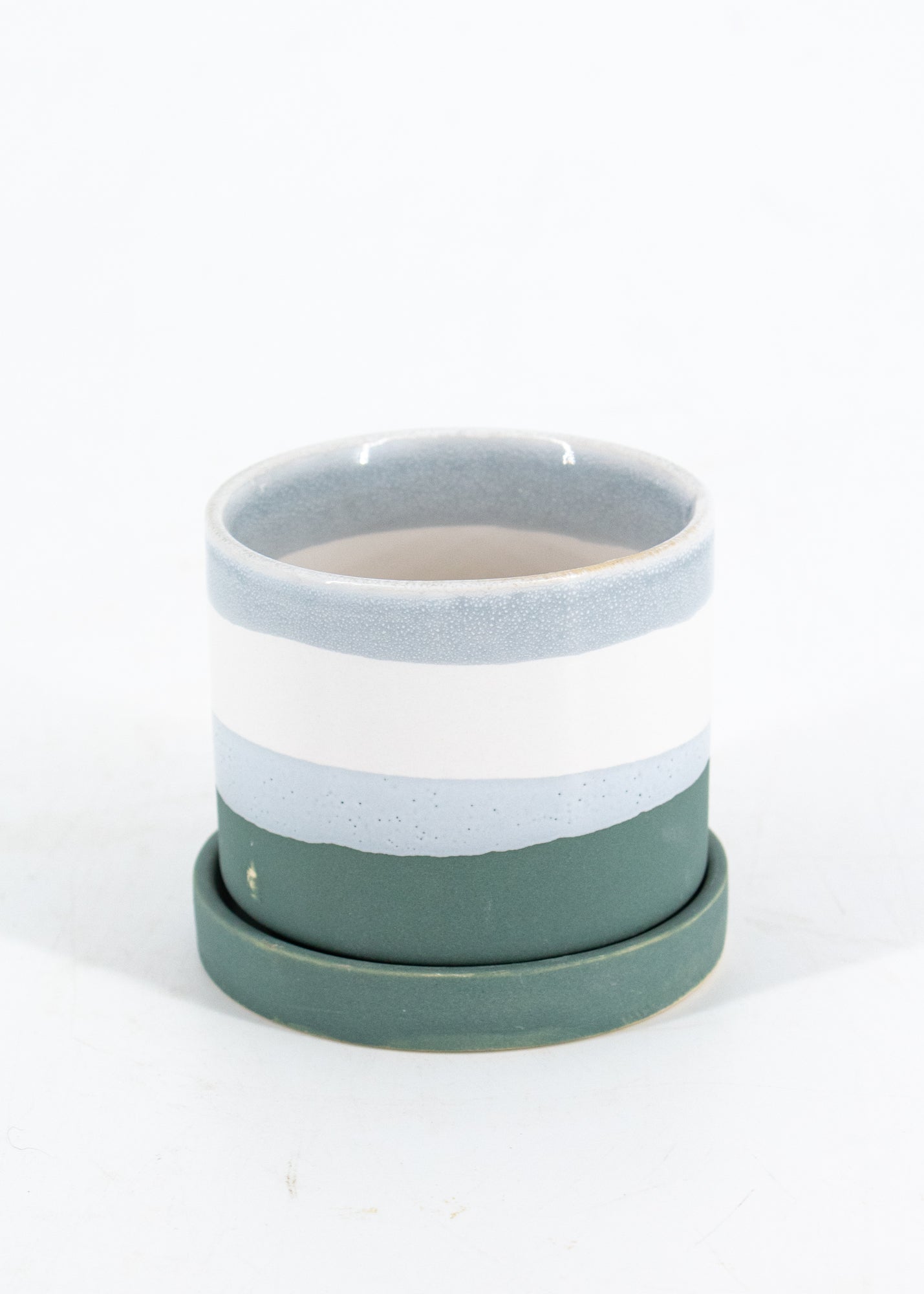 Blue Stripe Pot + Saucer