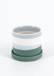 Blue Stripe Pot + Saucer