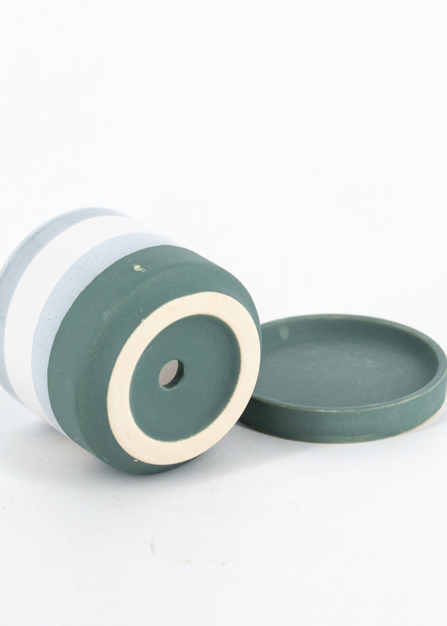 Blue Stripe Pot + Saucer