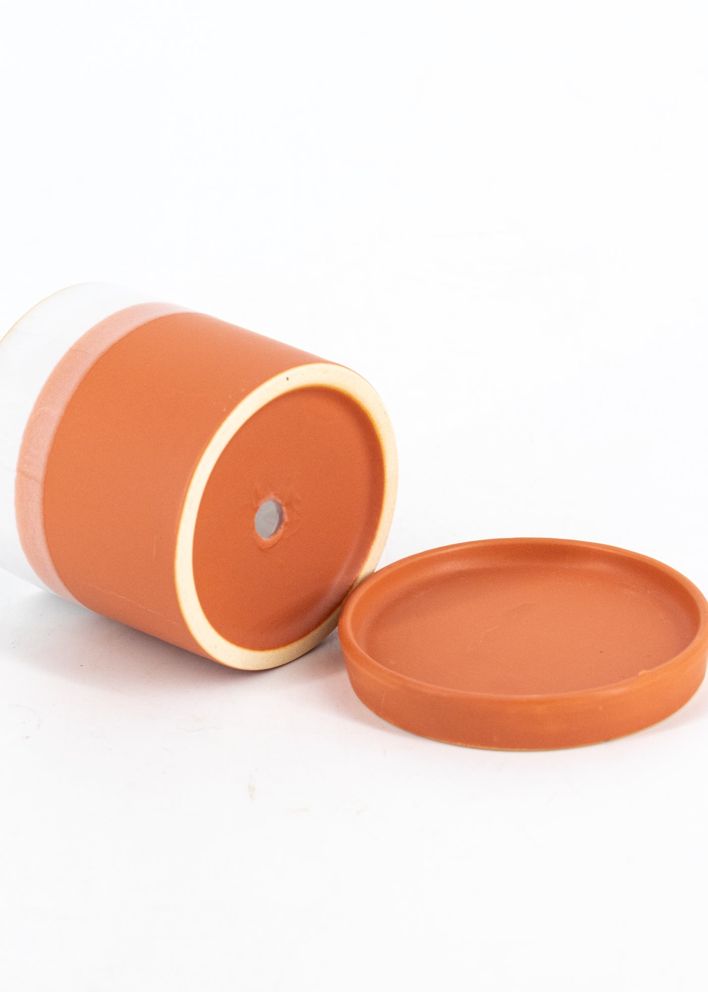 Terra Cotta Stripe Pot with Saucer (4 Sizes Available)