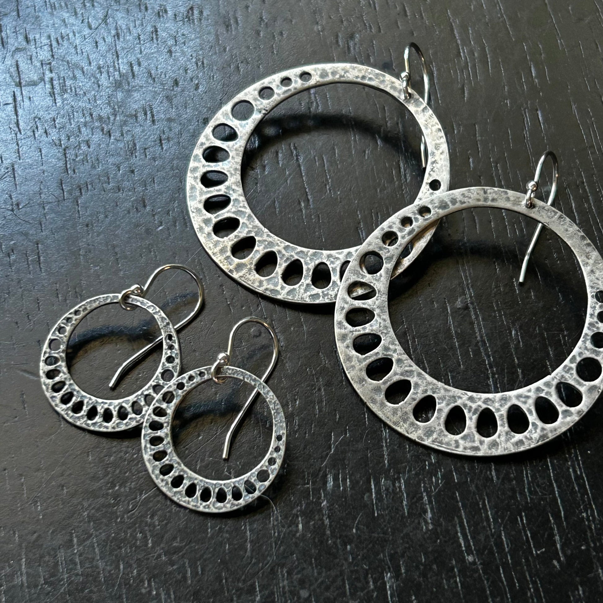 Tiny Silver Lotus Root Earrings by jenkahnjewelry