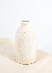 Ivory Crackled Bottle-neck Vase