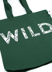 Small Green Tote Bag - "WILD"