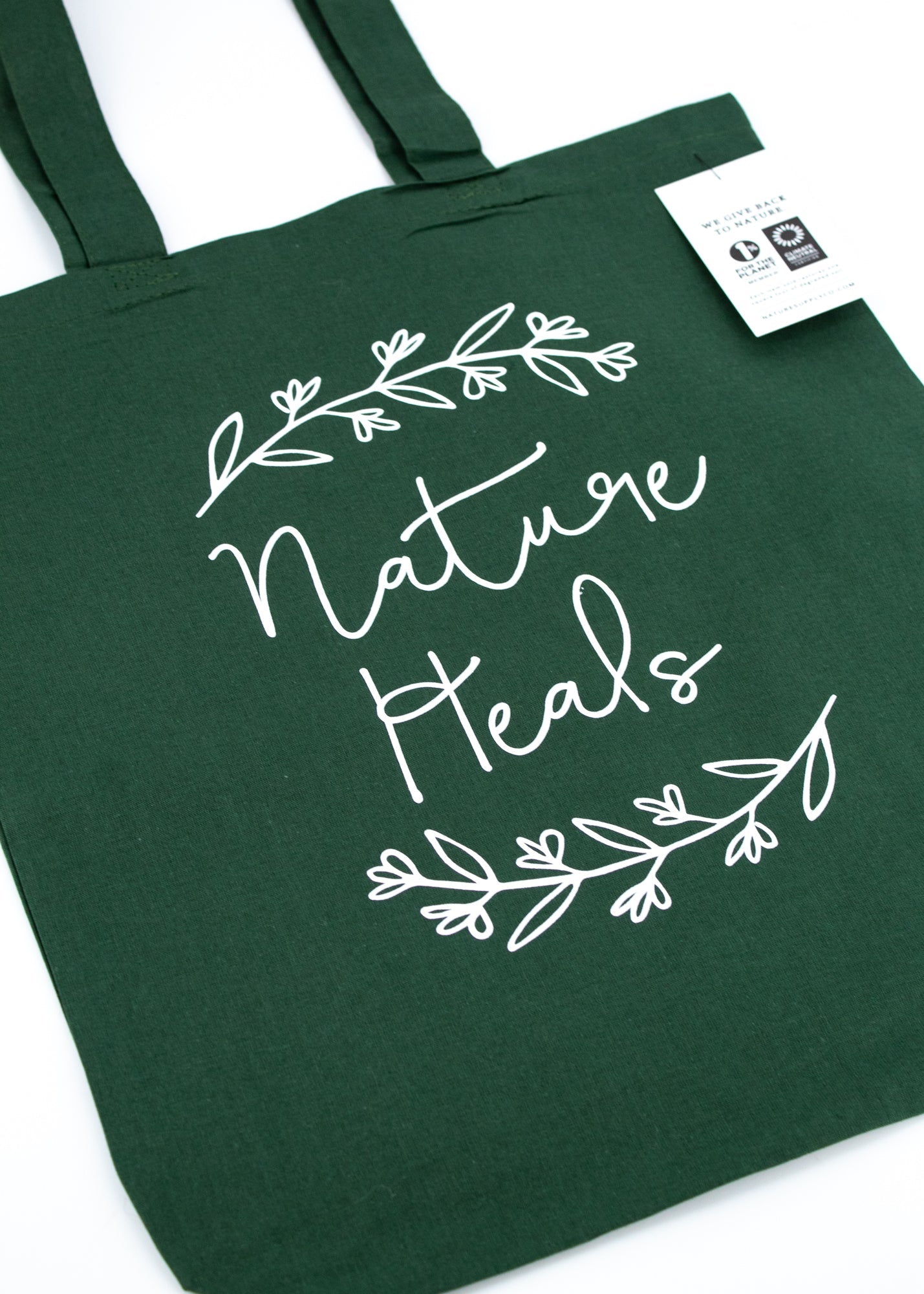 Small Green Tote Bag - "Nature Heals" by Wild Lark