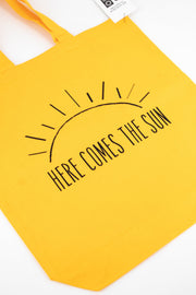 Small Gold Tote Bag - "Here Comes The Sun"