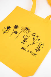 Small Gold Tote Bag - "Bees + These"