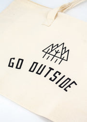 Large Cream Tote Bag - "Go Outside"
