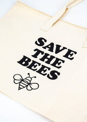 Large Cream Tote Bag - "Save the Bees" by Wild Lark